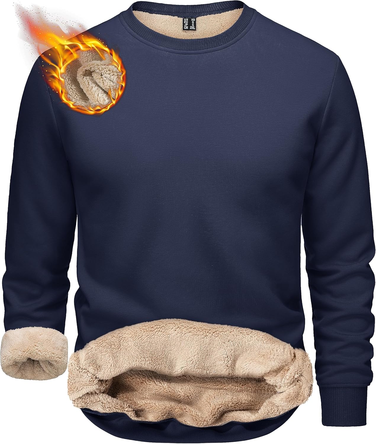 TACVASEN Men's Sweatshirts Warm Fleece Jumpers Sherpa Lined Pullover Sweater Cla...