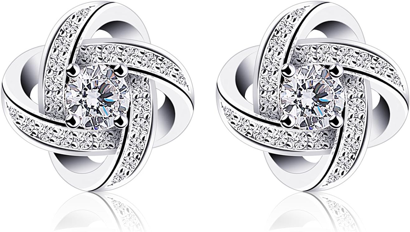 B.Catcher Earings for Woman Silver Earrings Studs Cubic Zirconia Gemini Sets