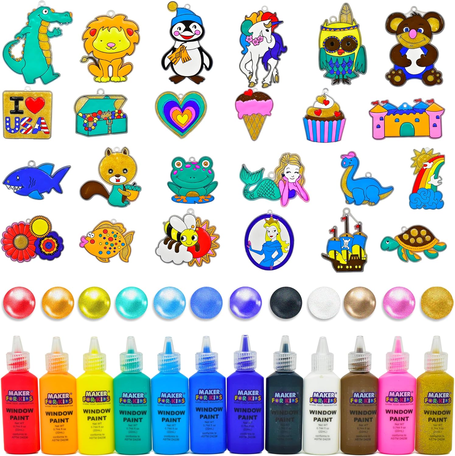 Create Your Own Suncatchers for Window Hanging – 24-Pack Window Glitter Art Sunc...