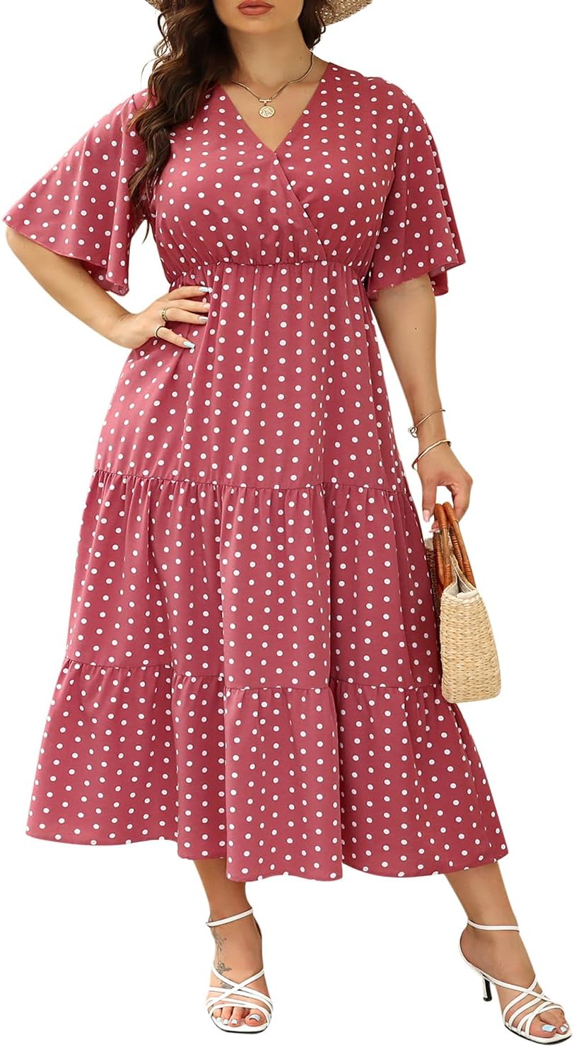 Keluummi Plus Size Wedding Guest Maxi Dresses for Curvy Women, Summer Casual Boh...