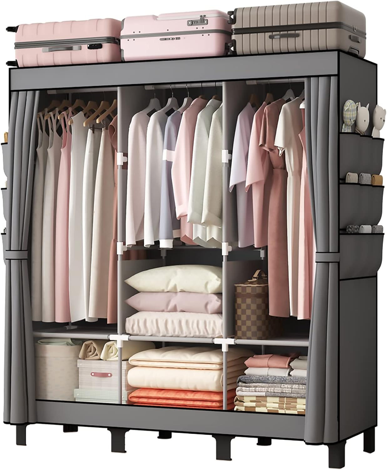 LOEFME Canvas Wardrobe 172 * 130 * 45cm, for Bedroom, New Base Design Wardrobes...