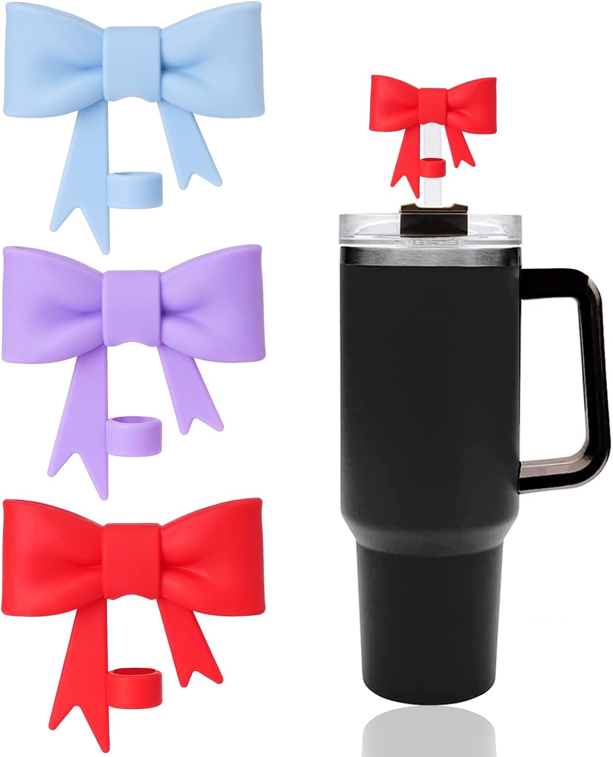 Classic Bow Straw Covers Cap Toppers Compatible with Stanley 30&40 oz Tumbler Cu...