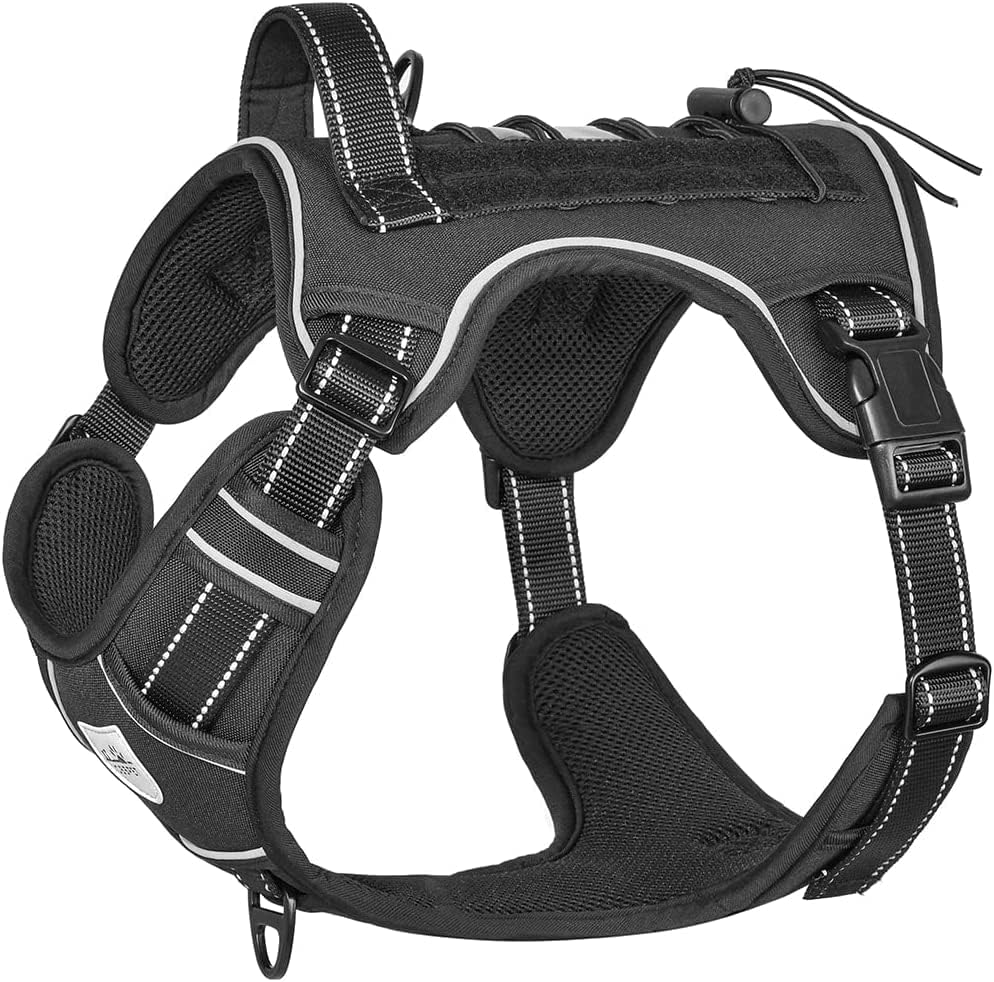 Tactical Dog Harness, No-Pull, Heavy Duty (Black, L(Neck 20-30, Chest 22-41)) L(...