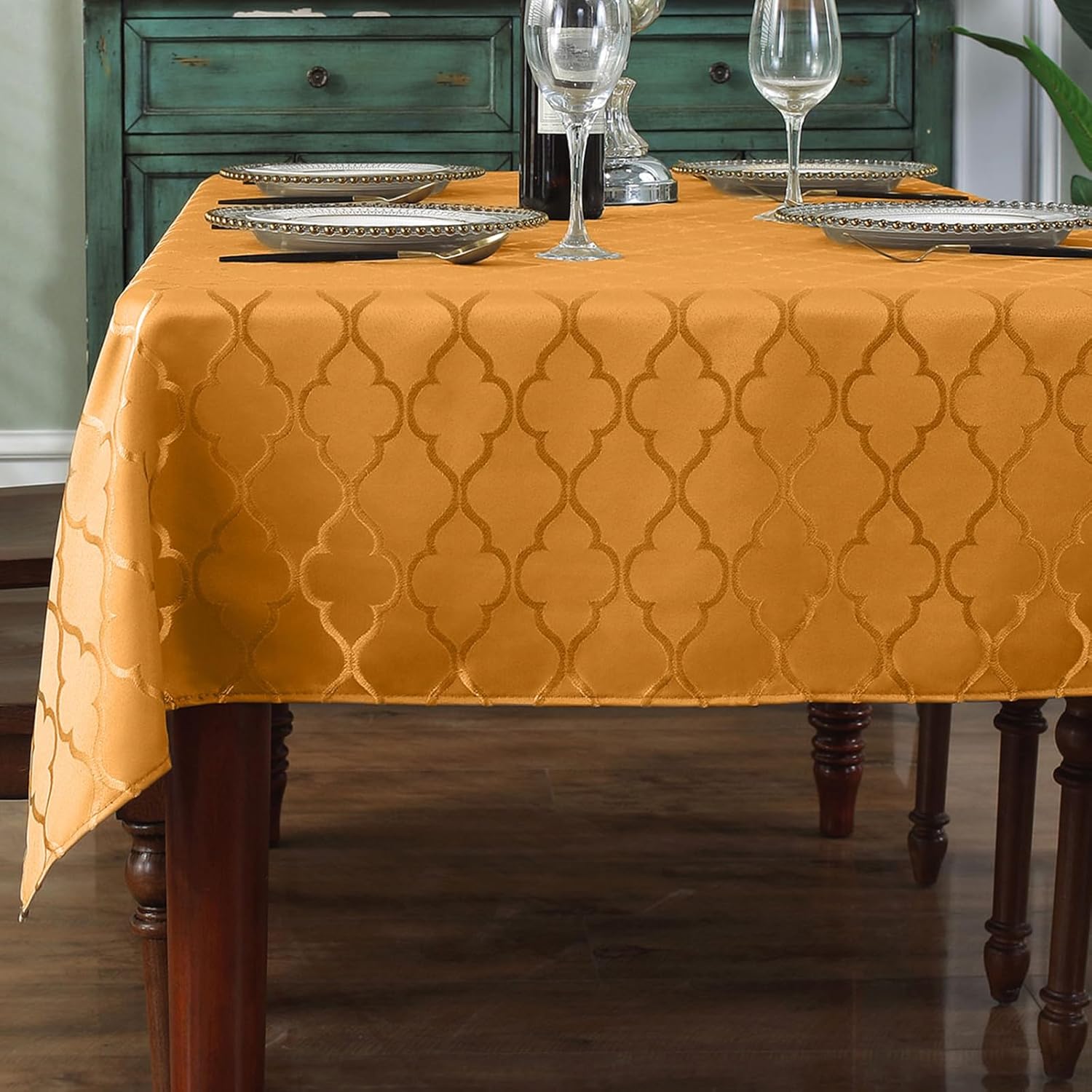 SASTYBALE Christmas Fall Tablecloth Damask Fabric Table Cloth, Water Resistant &...