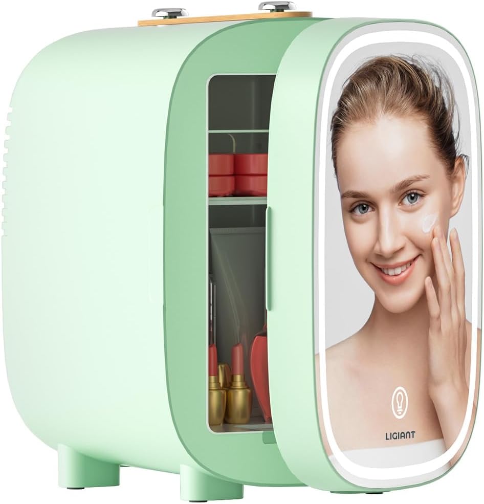 LIGIANT Skincare Fridge, With 3-Level Dimmable LED Light Mirror, Low Noise Mini...