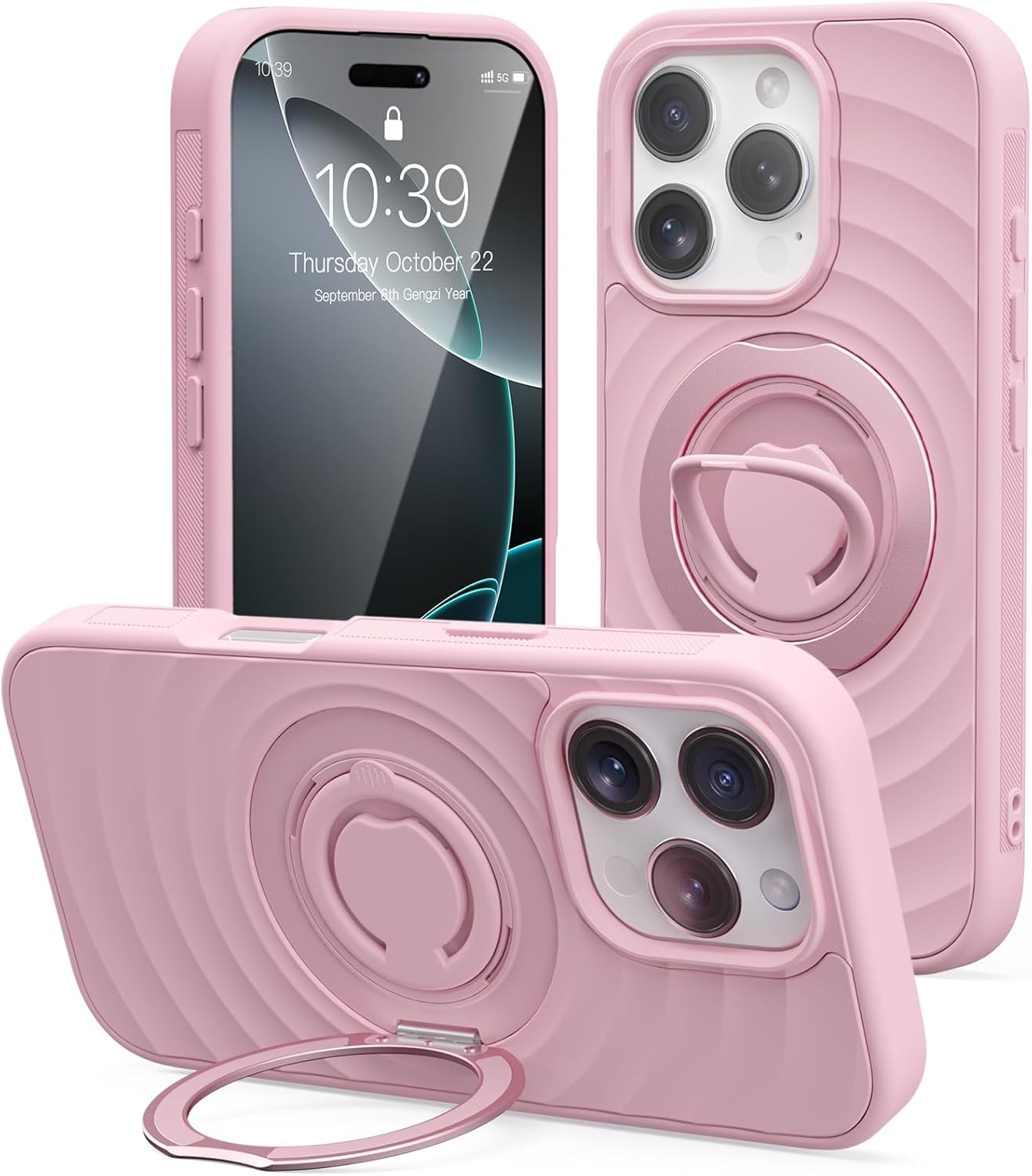 Mowei Compatible with iPhone 16 Pro Case, Magnetic Dual 360° Comfort Ring Grip H...