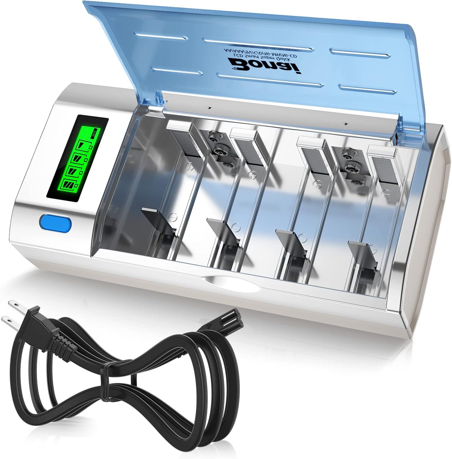BONAI LCD Battery Charger for C D AA AAA 9V NiMH NiCD Rechargeable Batteries wit...