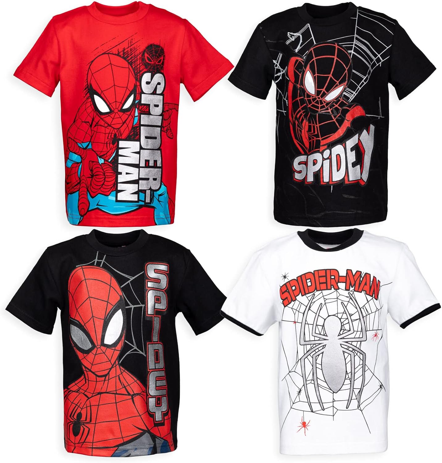 Marvel Spider-Man 4 Pack Pullover T-Shirts Toddler to Big Kid 5T Spidey