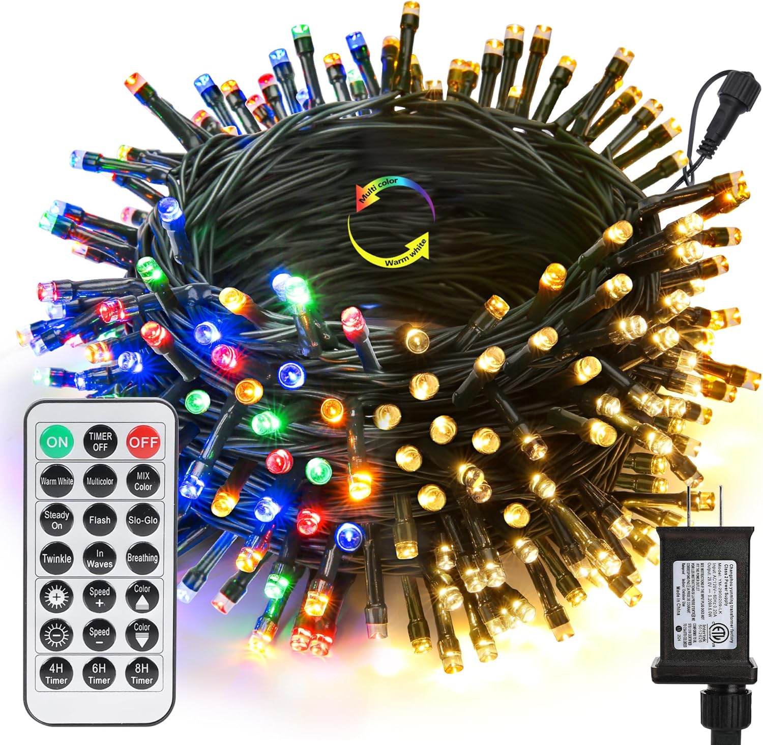 Joomer Color Changing Christmas Lights, 66FT 200 LED String Lights with Remote T...