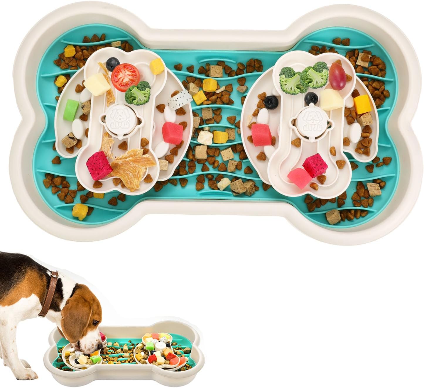 Slow Feeder Dog Bowls Large Breed, Diffcult Dog Slow Feeder Bowl - Helps Slow Do...