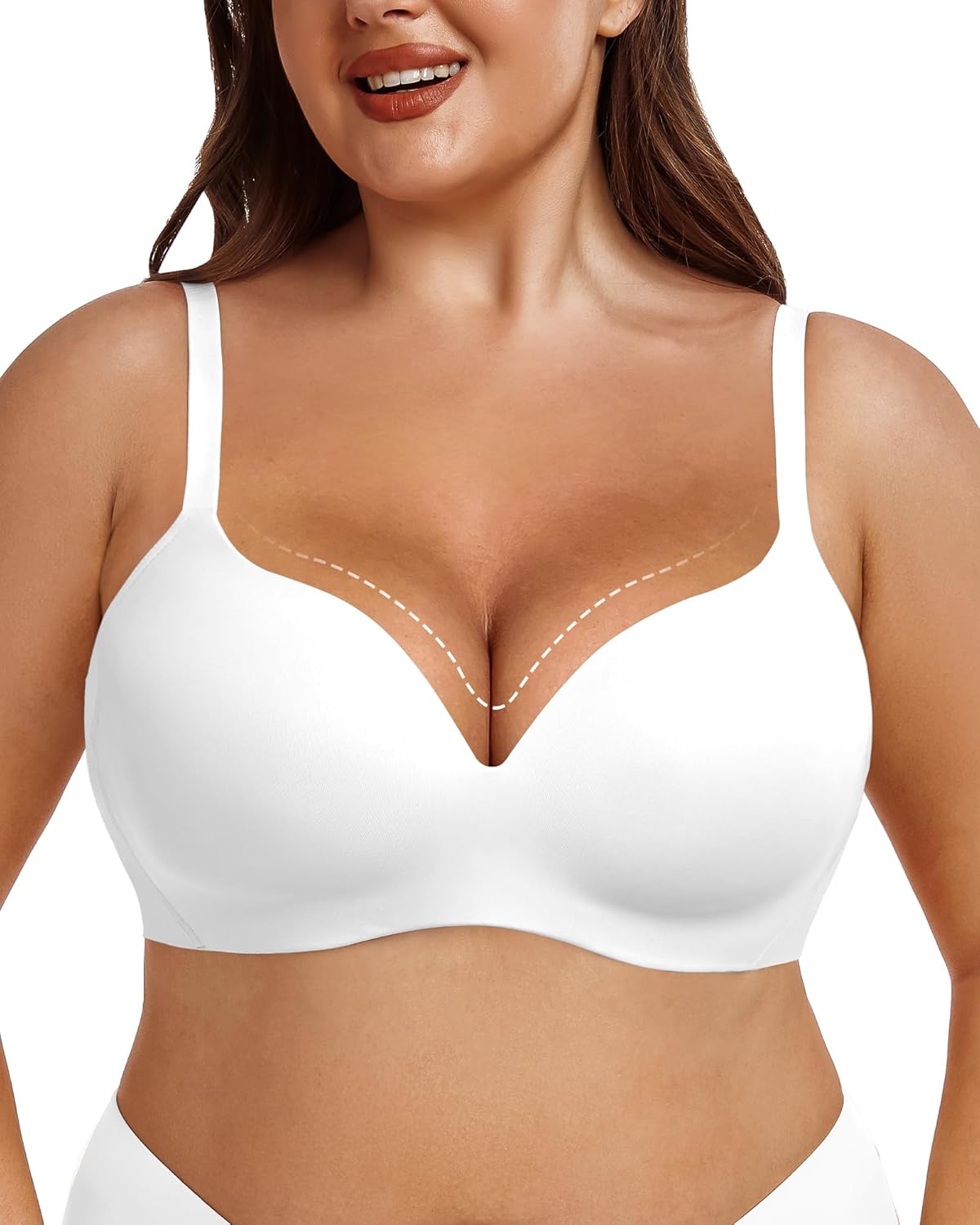 Women Wireless Bra No Underwire Fixed Molded Cup Seamless Push Up Bras for Women...