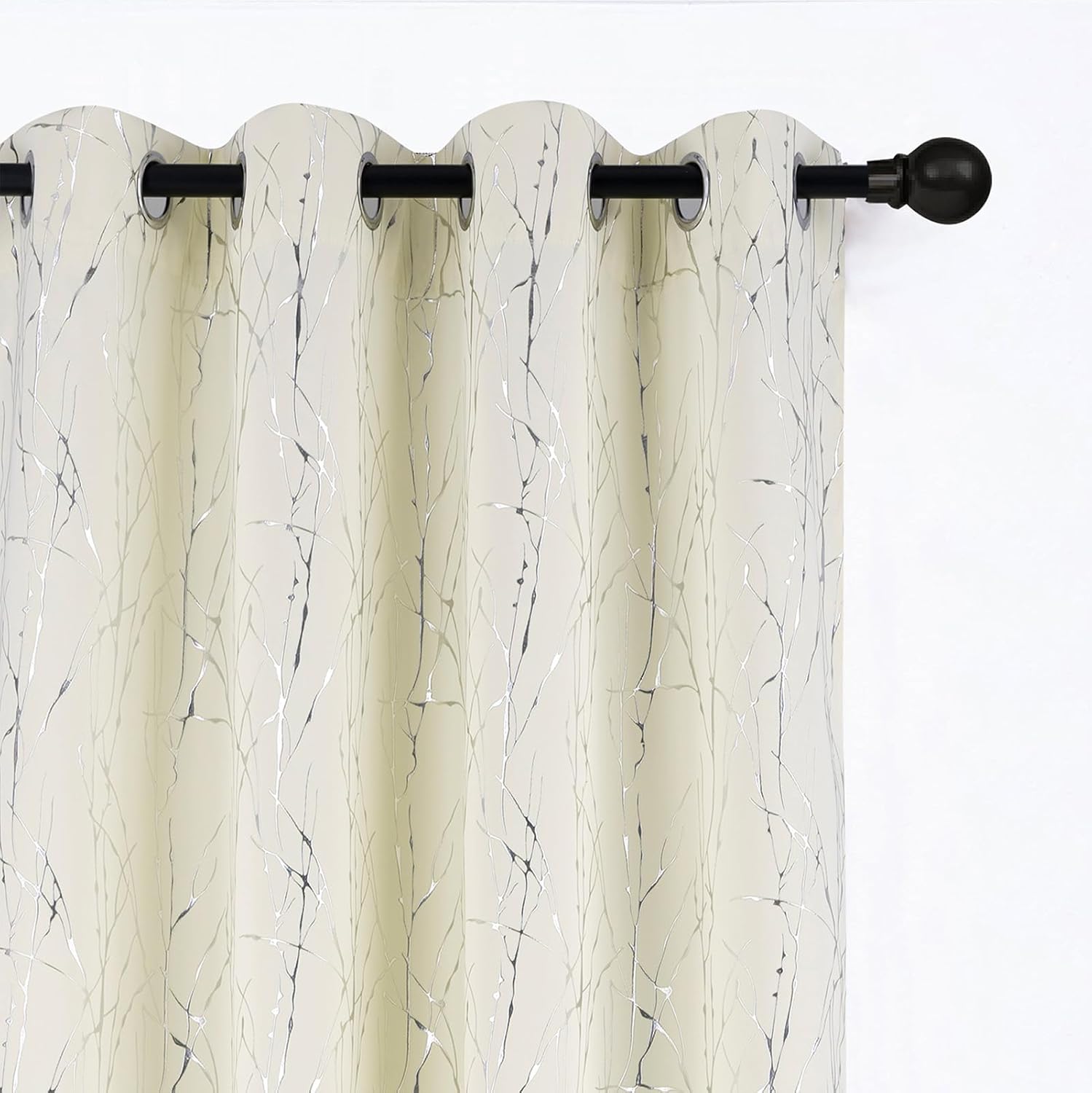 Tony's collection Ivory Blackout Curtains 96 Inches Long, Shells Wave Pattern Wi...