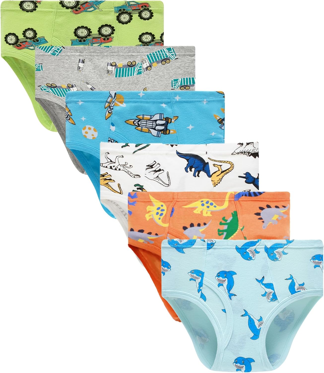 Little Boys Briefs Dinosaur Shark Truck Space Toddler Kids Baby Underwear 6/3-Pa...