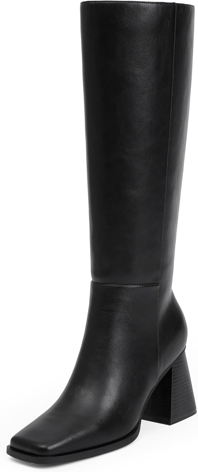 Knee High Boots Women Square Toe Tall Boots Chunky Heel Knee High Fall Boots for...
