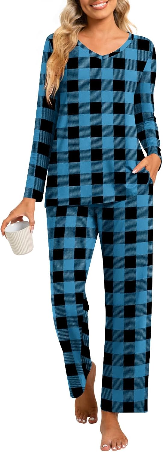syoss 2 Piece Women's Fall Pajama Sets, Long Sleeve Lounge Sleepwear Ladies Pjs...