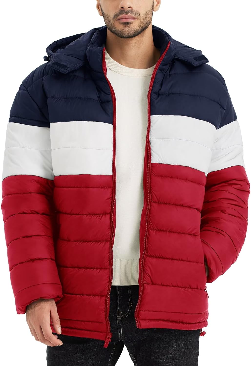 BEST SOUTH Men's Winter Puffer Jacket Hooded Puffy Fleece Warm Lightweight Coat...