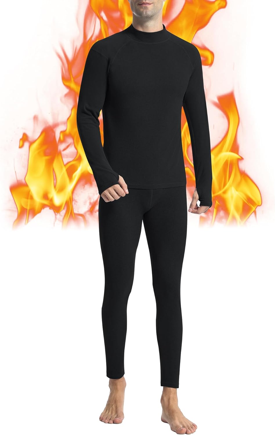 Runhit Thermal Underwear Mens Fleece Lined Long Johns for Men Thermals Top and B...