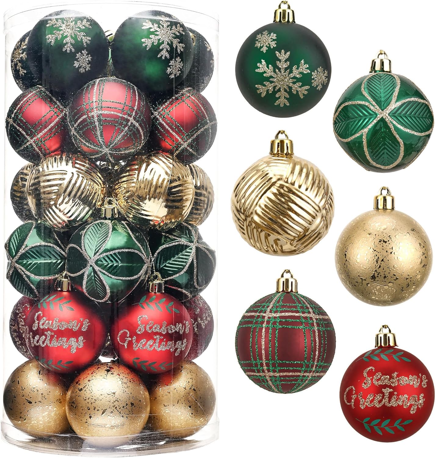Valery Madelyn Christmas Baubles for Traditional Christmas Tree Decorations,30pc...