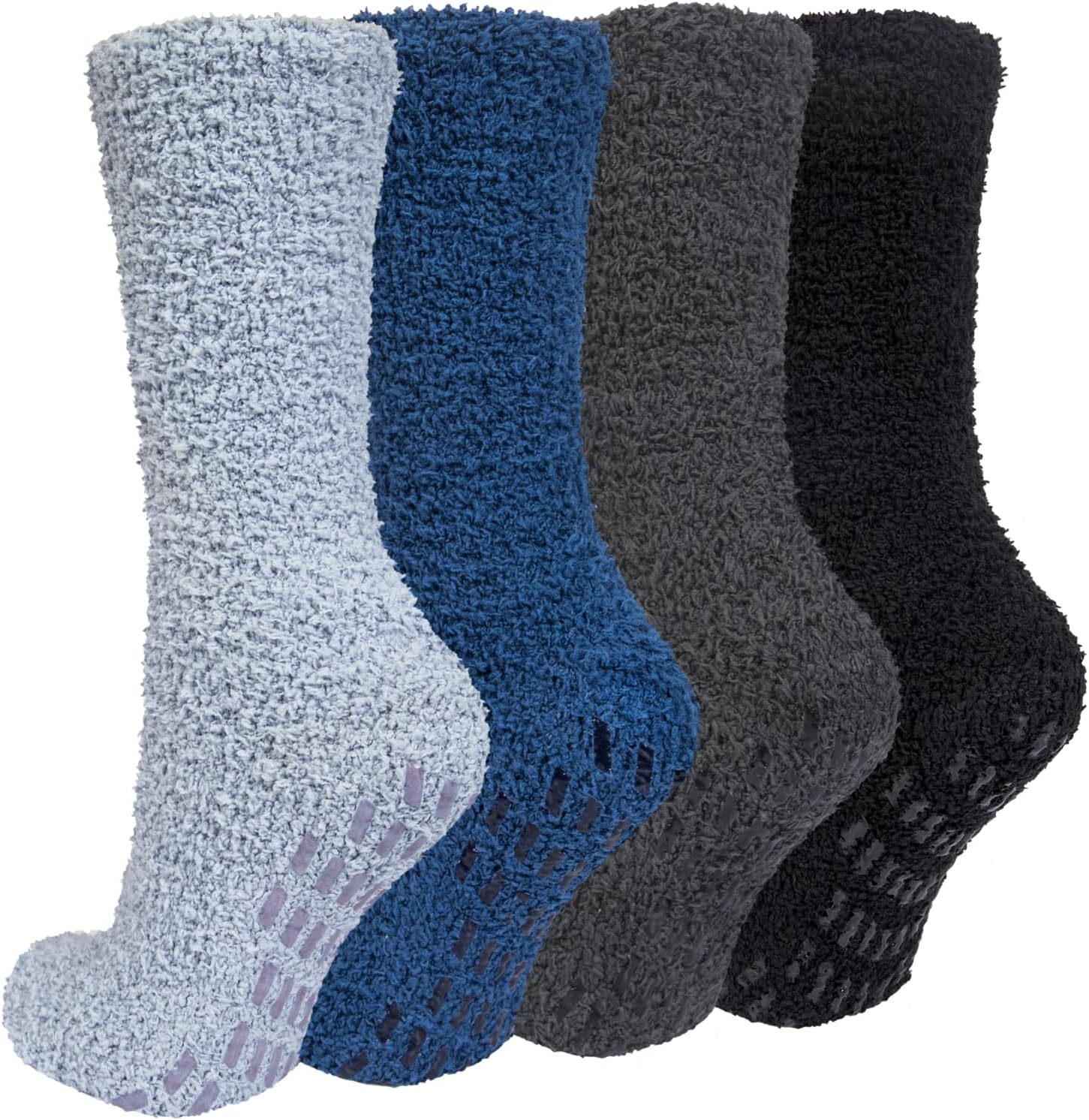 Chalier Cozy 4 Pairs Mens Fluffy Socks Anti-Slip Winter Thermal Sock Warm Home S...