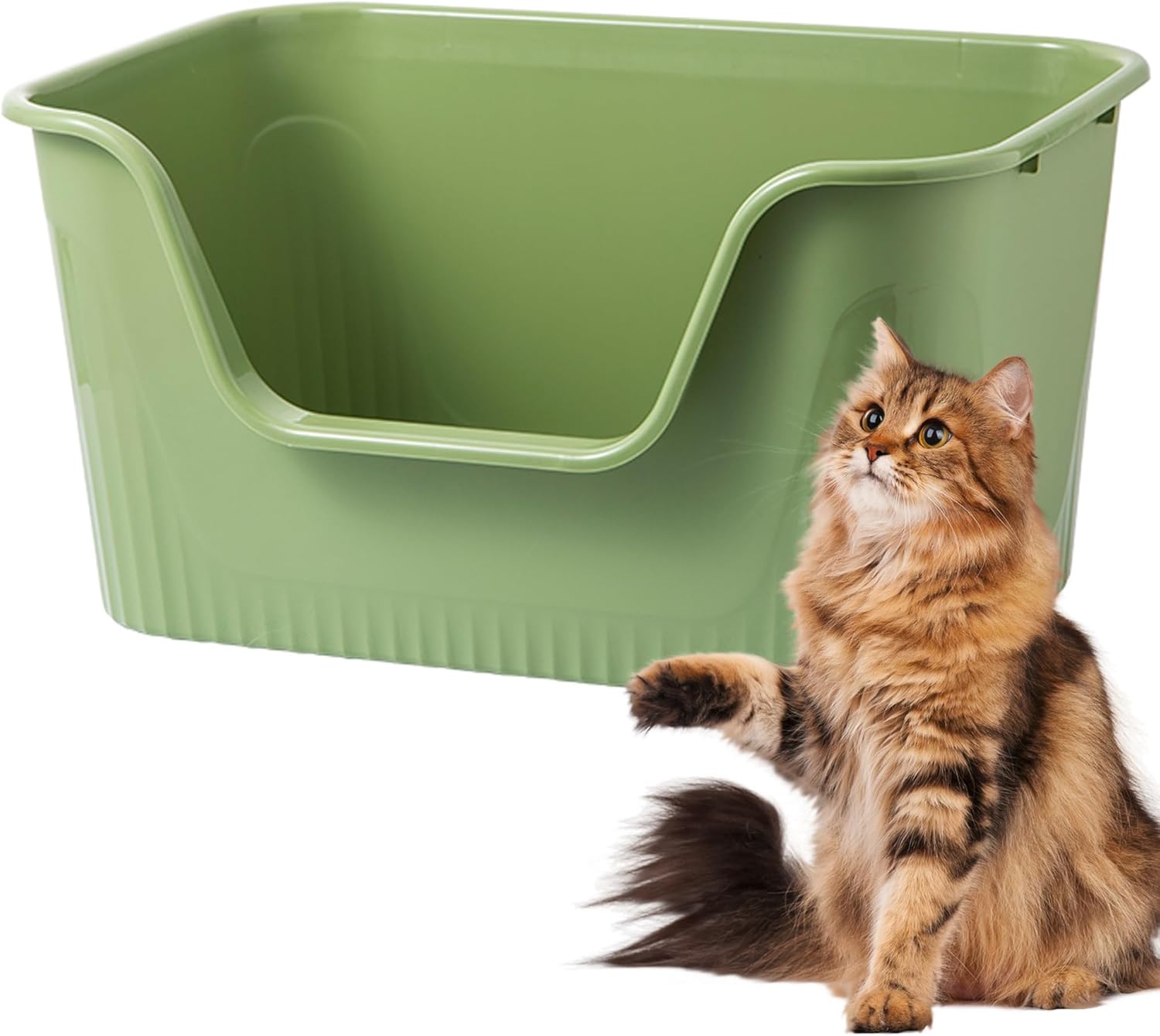 Vealind Open Top Cat Litter Tray with High Sides and Low Entry Cat Litter Box, 1...