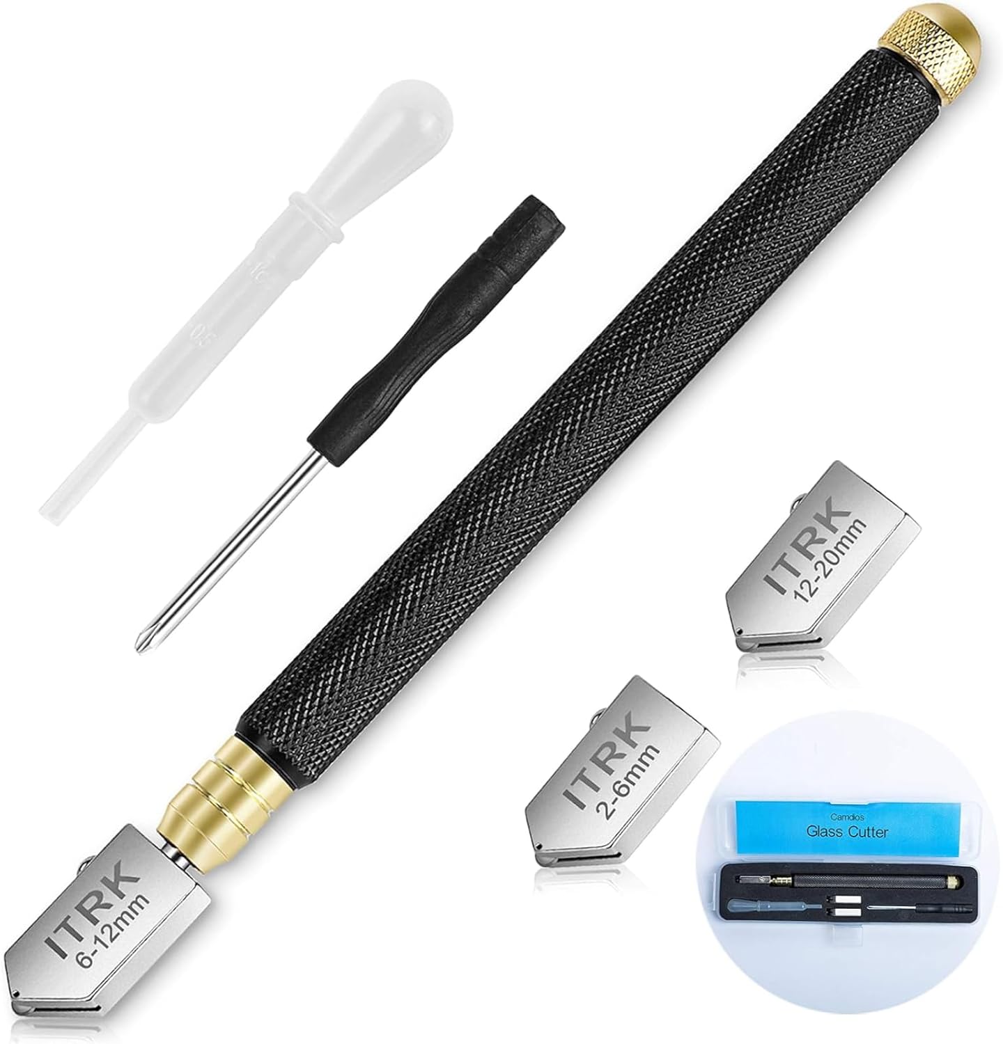 Glass Cutter, Upgrade Glass Cutter Tool 2mm-20mm, Pencil Style Oil Feed Carbide...