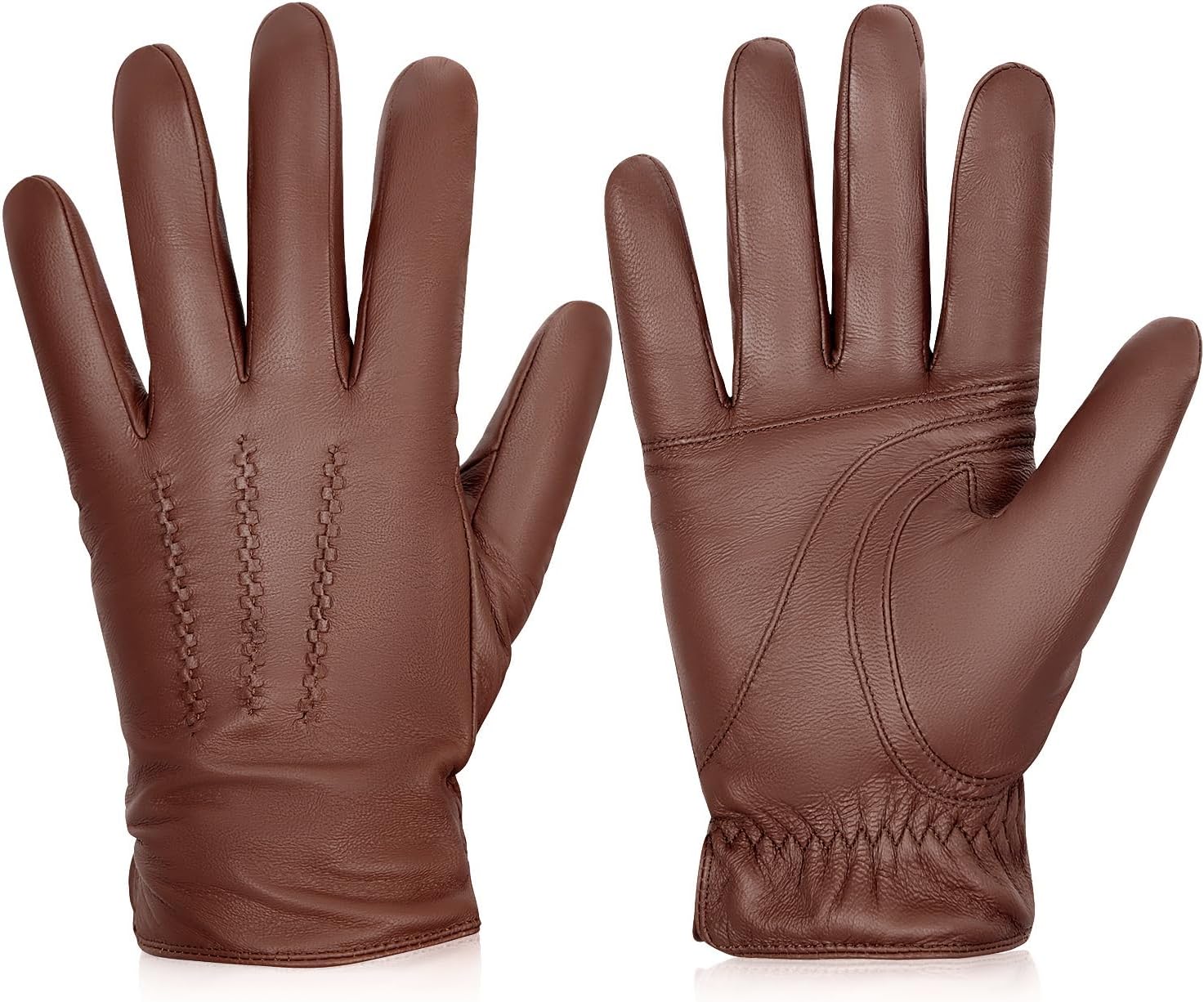 BISON DENIM Winter Genuine Sheepskin Leather Gloves for Men, Touchscreen Texting...