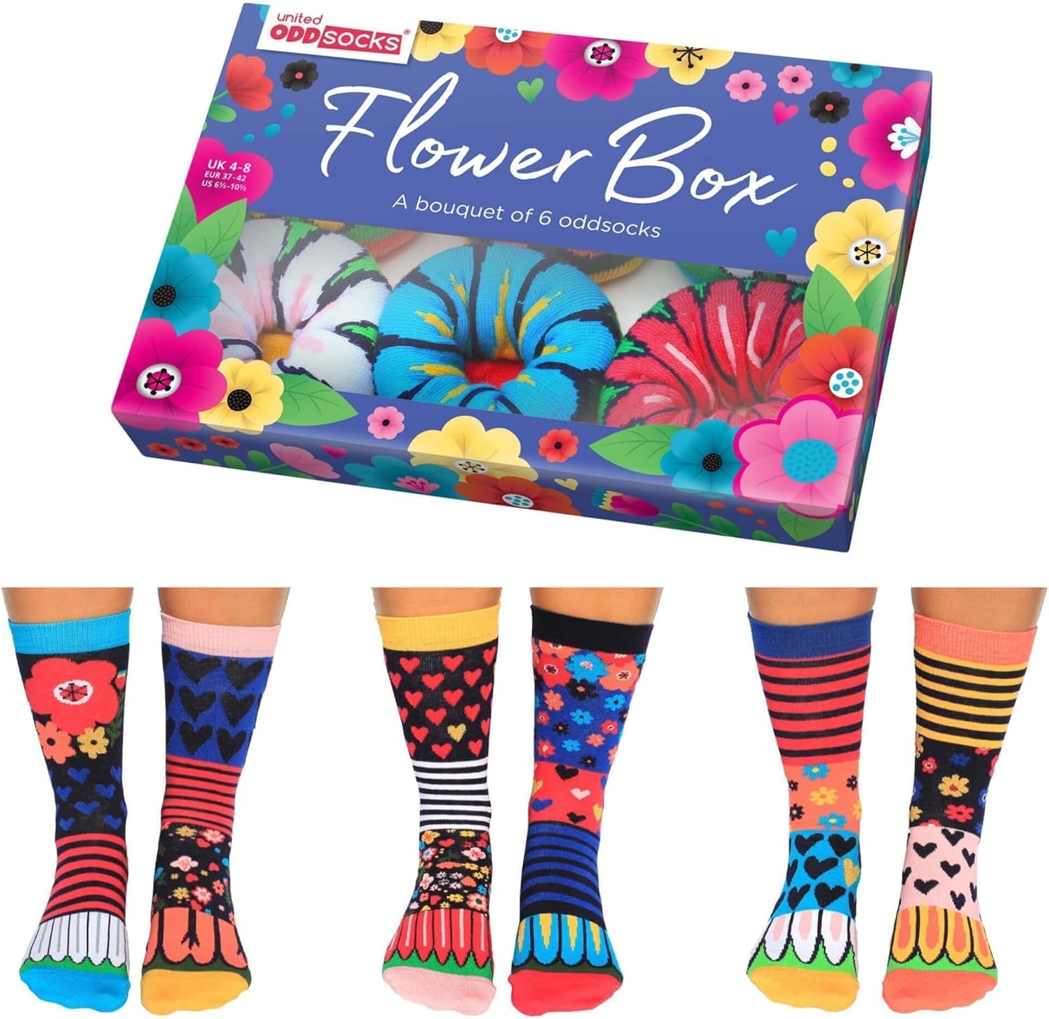 United Oddsocks - Pack of 6 Mix & Match Women's Socks, Quirkly,Novelty Socks for...