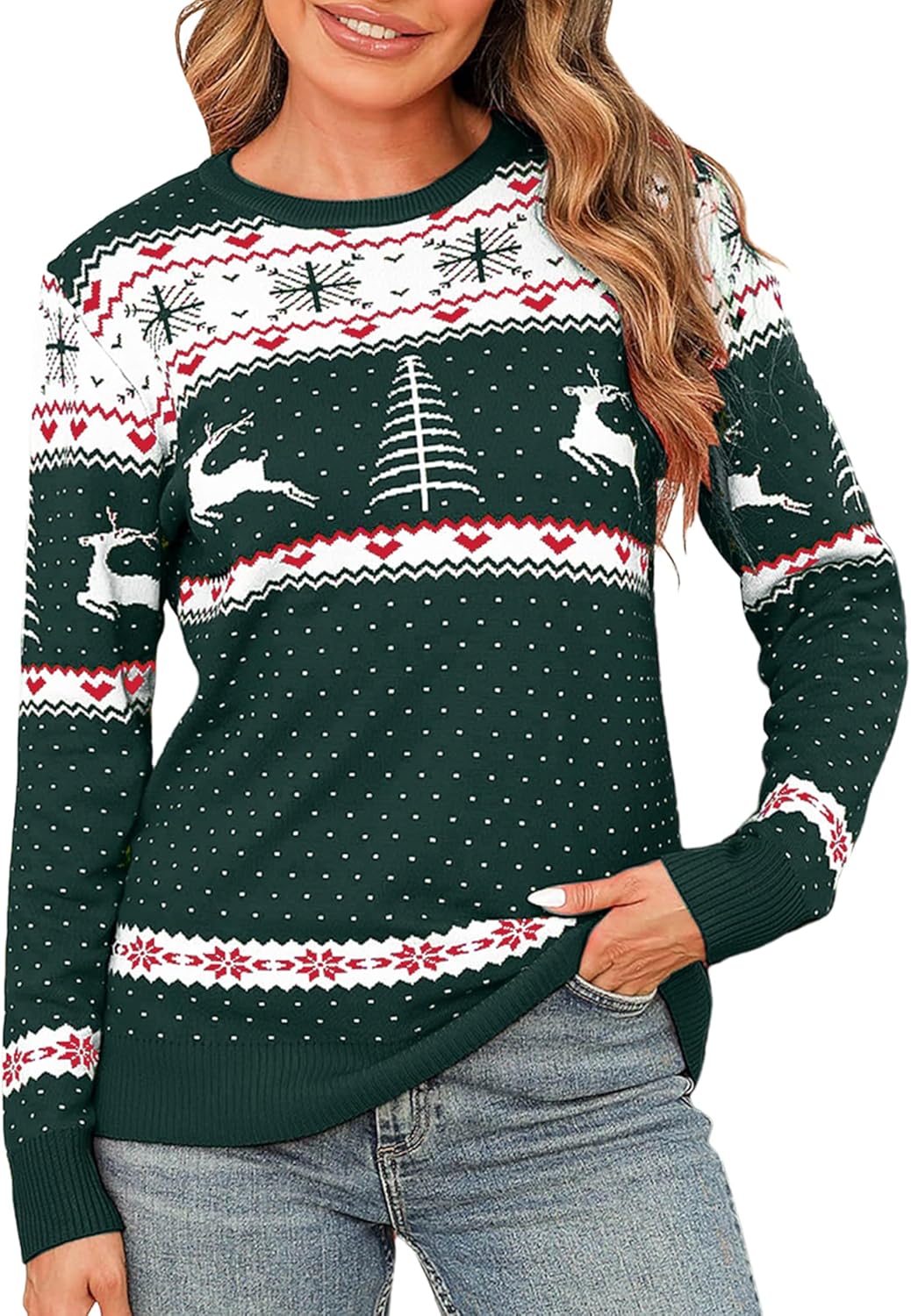 Totatuit Womens Christmas Jumper Funny Graphic Santa Claus Snowman Xmas Sweatshi...