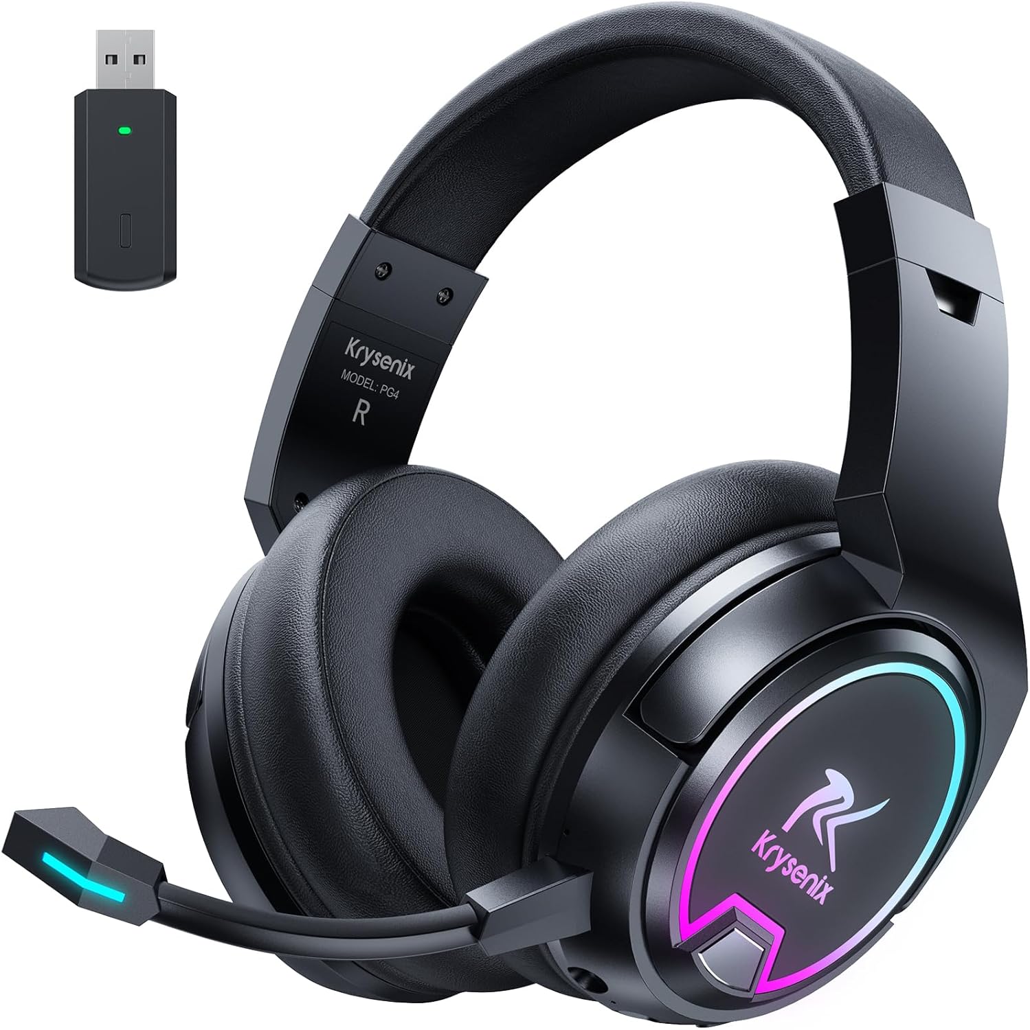 Krysenix PG4 RGB Wireless Gaming Headset for PS4, PS5, PC - 2.4GHz 7.1 Surround...
