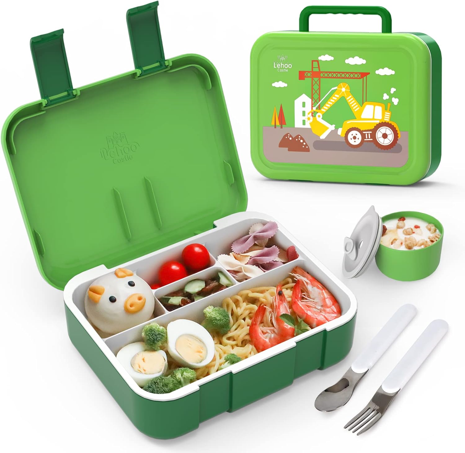 Lehoo Castle Kids Lunch Box with 5 Compartments, 1250mL Bento Lunch Box for Kids...
