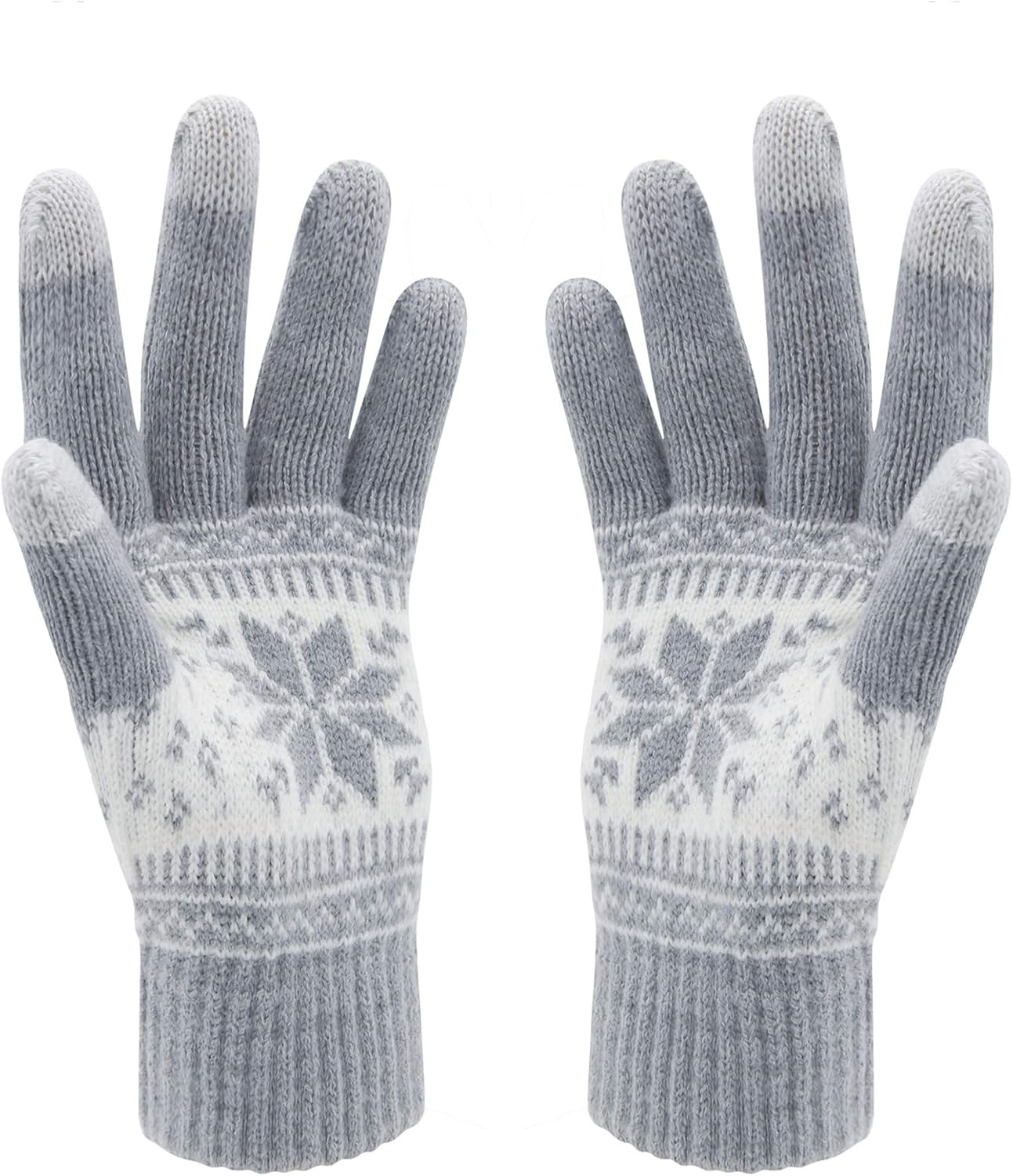 HOTER Christmas Warm Gift! Men Four Snow Flower Print Wool Touch Screen Gloves O...
