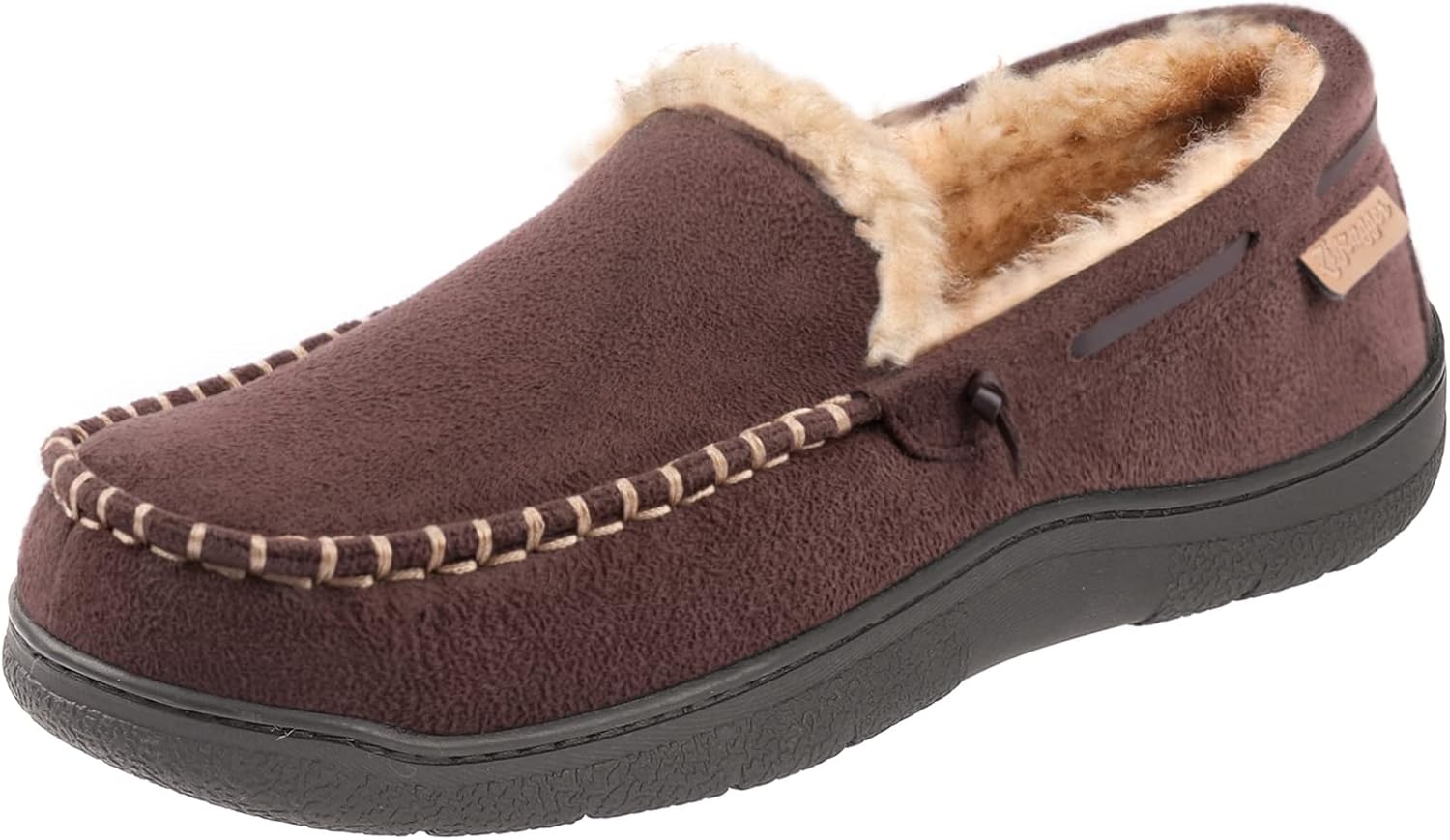 Zigzagger Men's Microsuede Moccasin Slippers Memory Foam House Shoes 9 UK Brown