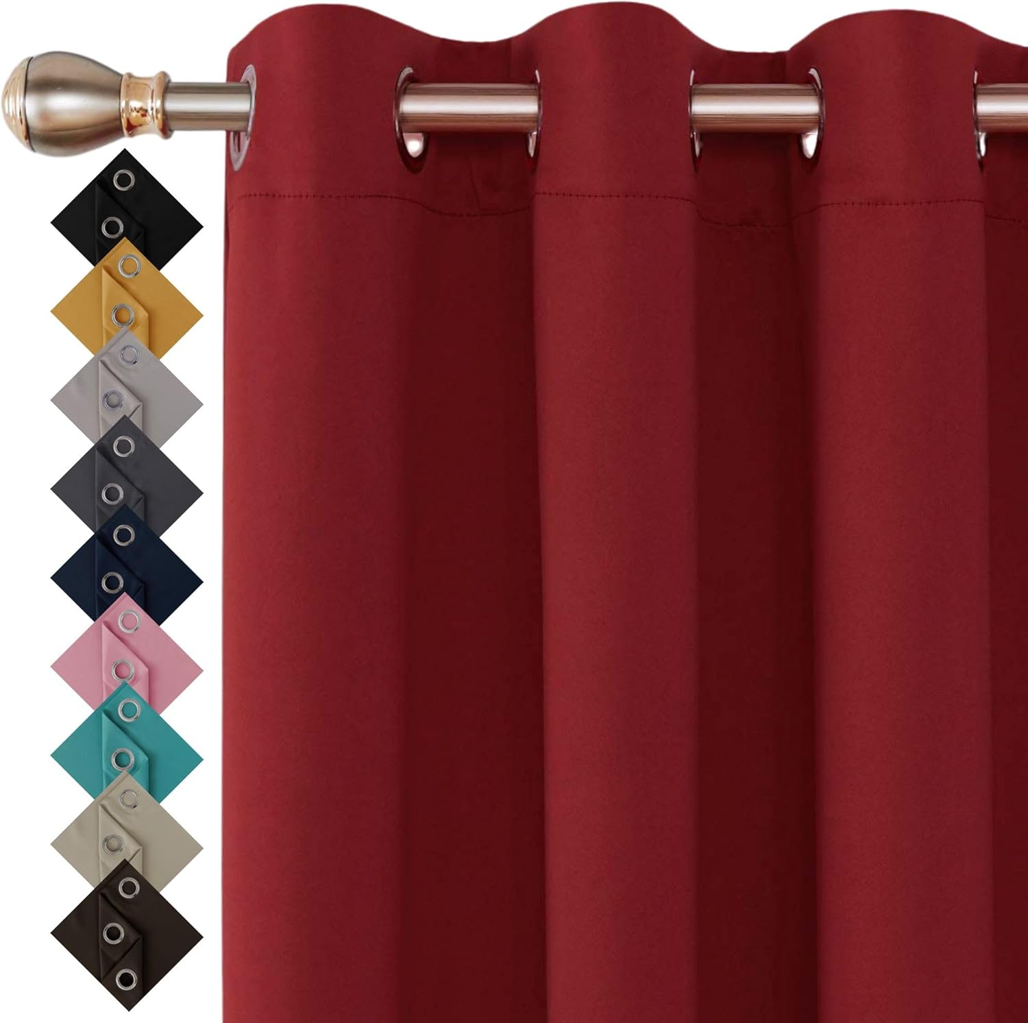 Thermal Insulated Blackout Ring Top Eyelet Curtains for Bedroom windows 2 Panels...