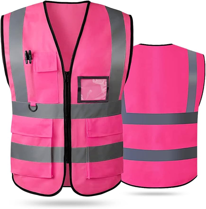 Hi Vis Vests for Women Men High Visibility Reflective Safety Security Vest with...