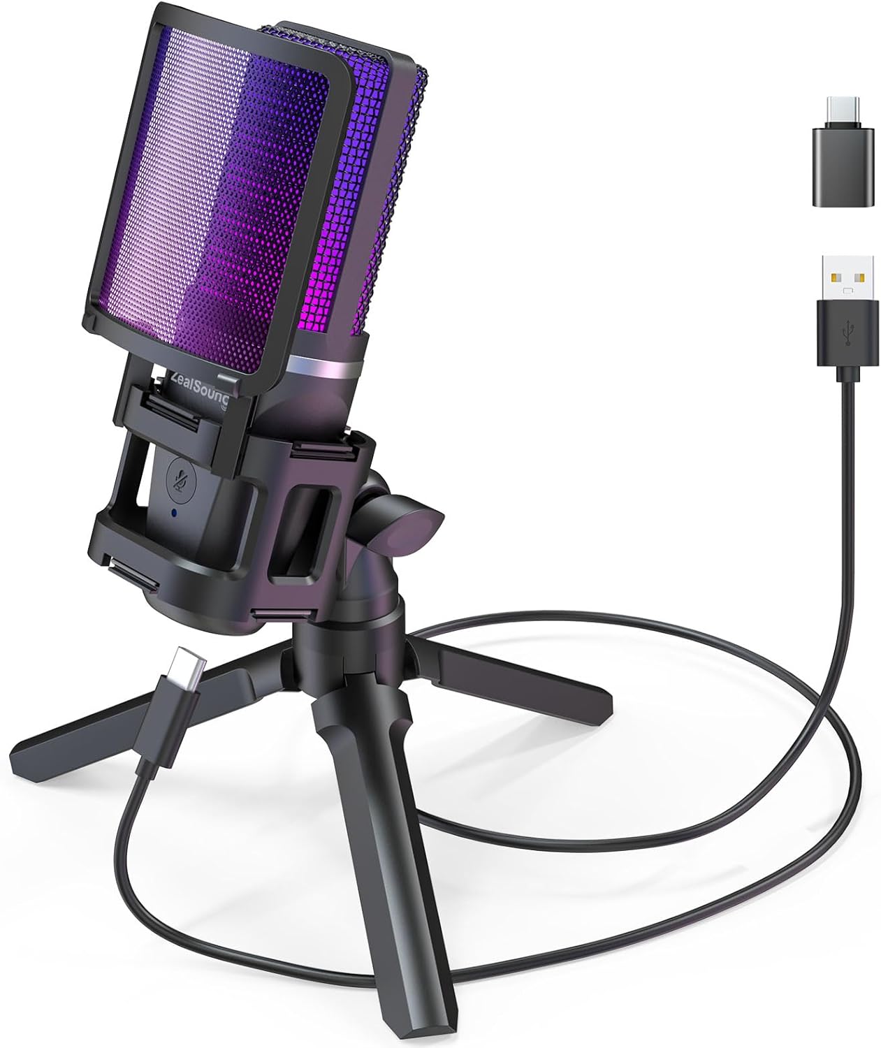 zealsound USB Microphone, RGB Gaming Microphone for PC Mac Phone, PS4&5, Cardioi...