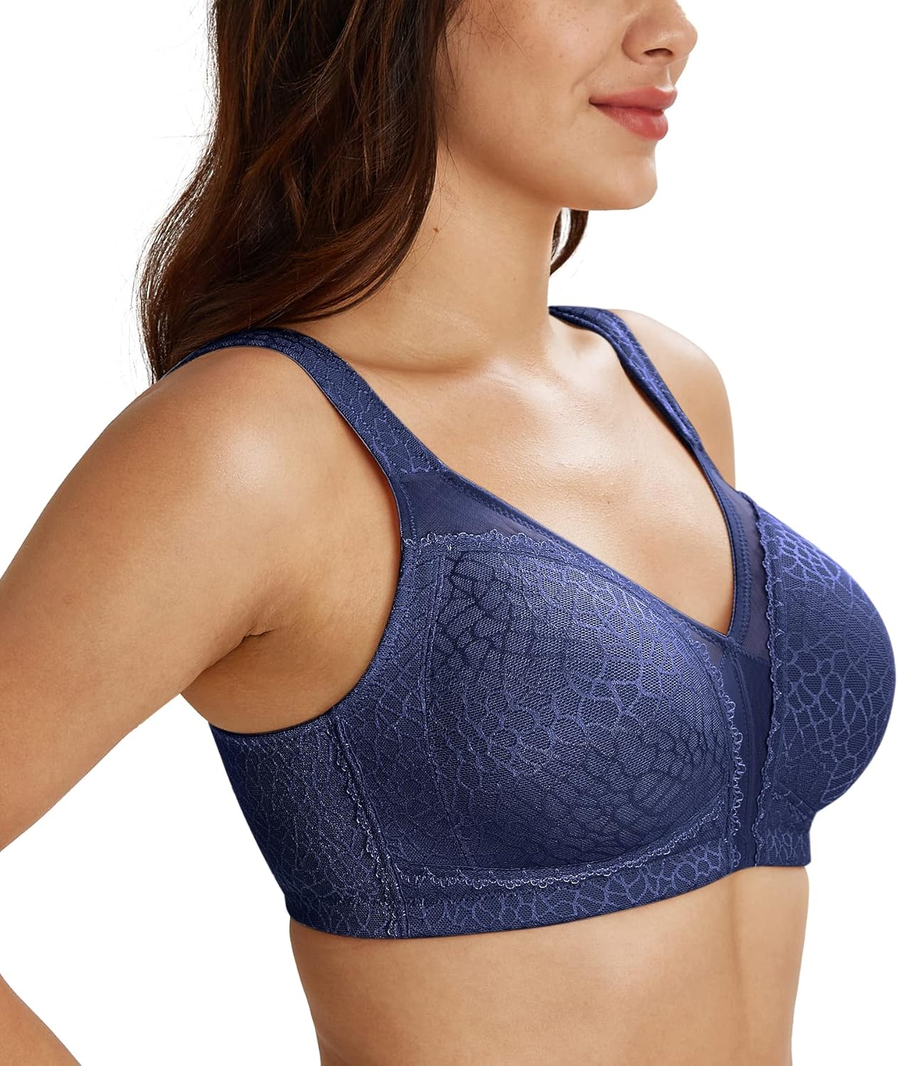 Lemorosy Full Coverage Non Padded Wireless Minimizer Bra Women's Plus Size Bras...