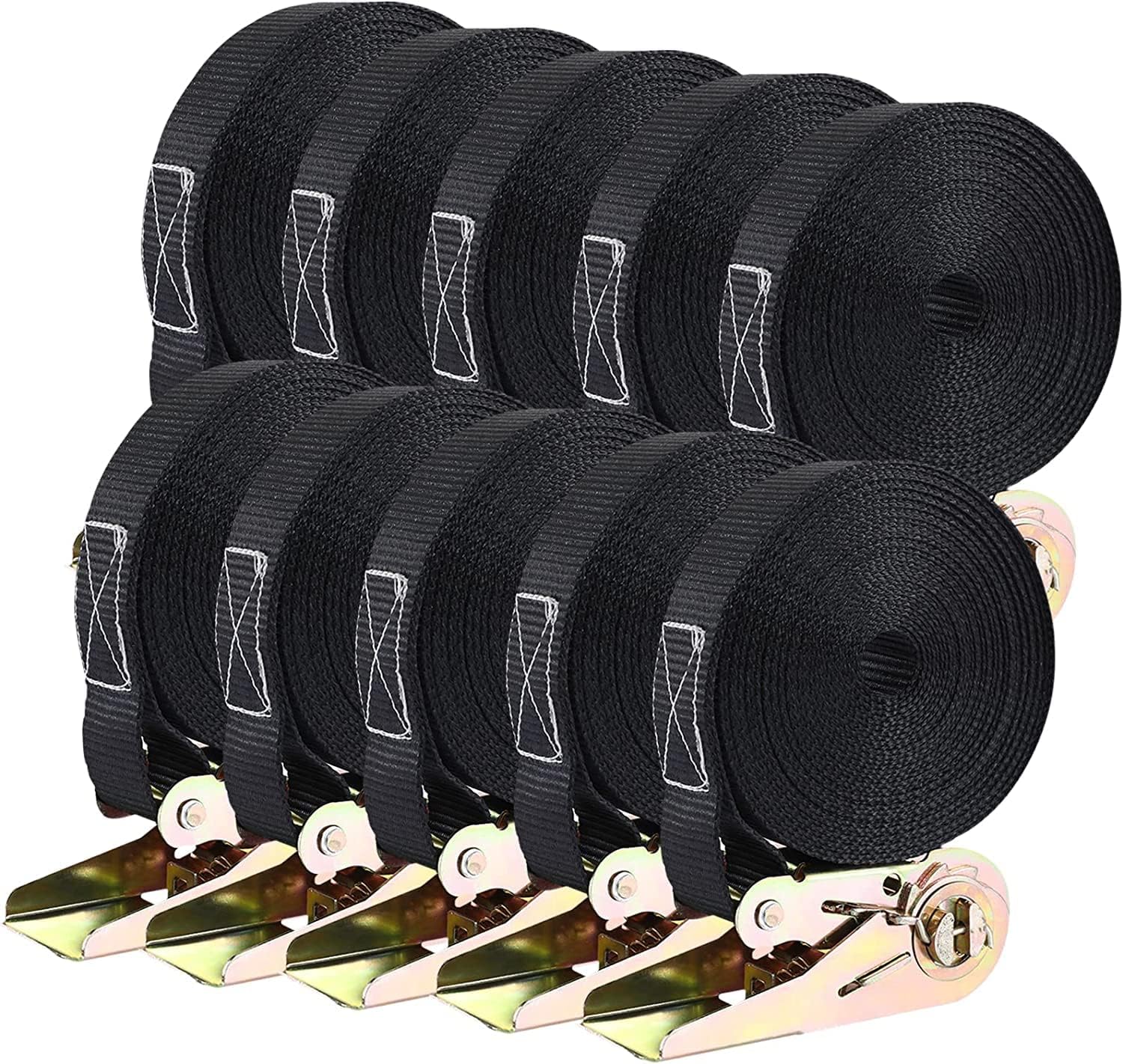 10 Pack Lashing Ratchet Tie Down Tensioning Belts, 6m Long 25mm Tensioning Belts...