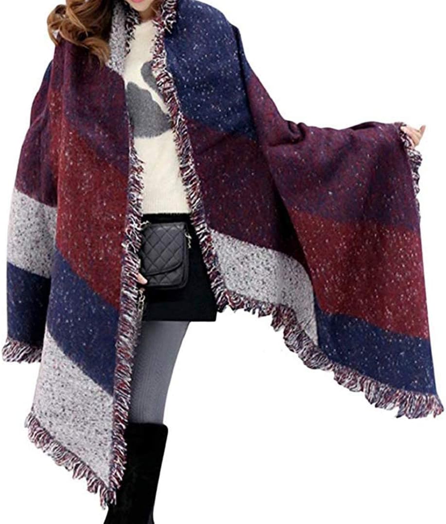 Miss Lulu Scarf for Women Winter Long Soft Warm Check Scarves Wraps Wool Spinnin...