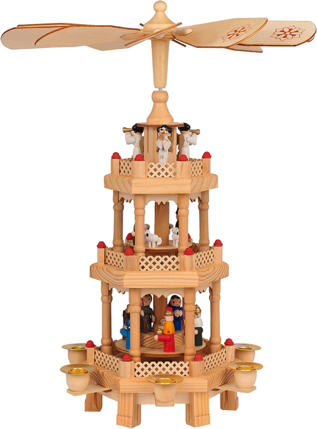 Spielwerk® German Christmas Pyramid Windmill Decoration | Candle Holder | Classi...