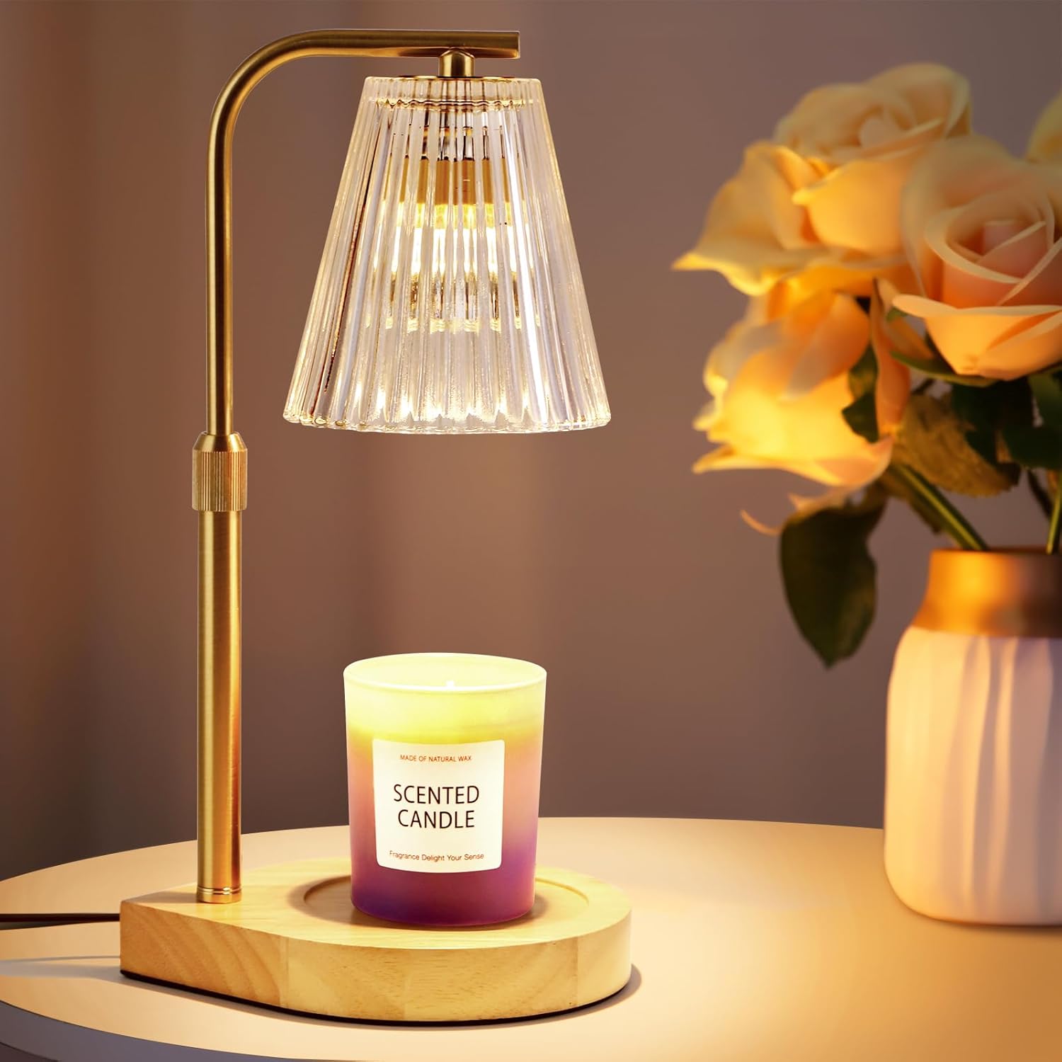 Blucky Candle Warmer Lamp with Dimmer, Adjustable Electric Candle Warmer with 2h...