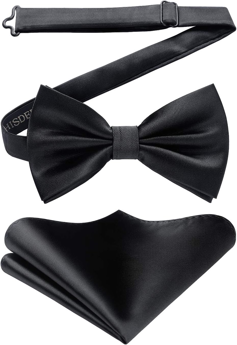 HISDERN Men's Solid Color Pre-tied Bow Tie Adjustable Tuxedo Two Layer Bow Tie a...