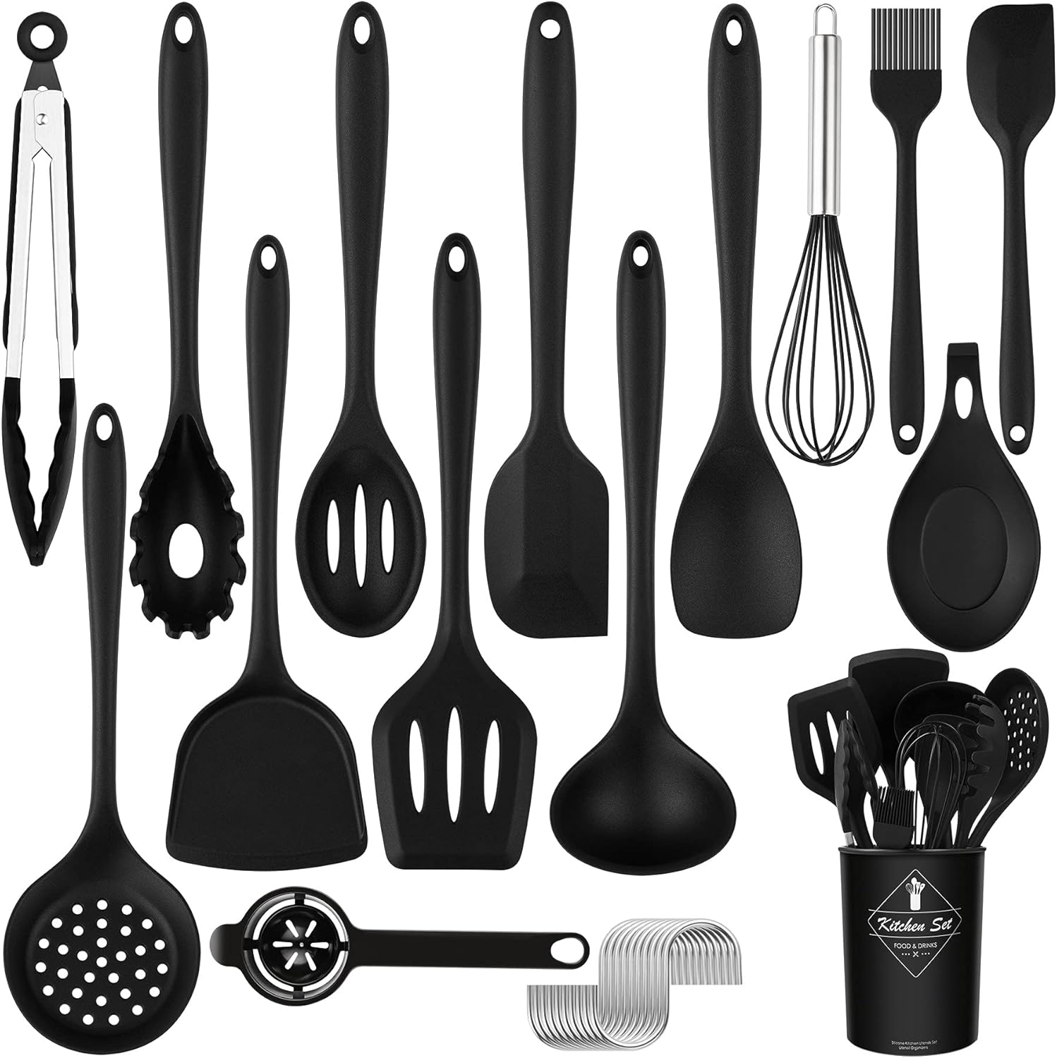 FUKTSYSM Kitchen Utensils Set - 25pcs Silicone Cooking Utensils Set, Silicone Ki...