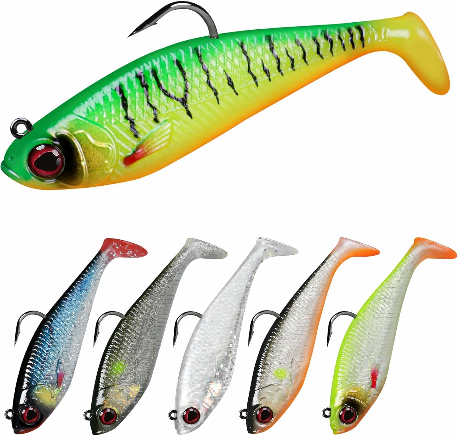 TRUSCEND Pre-Rigged Soft Fishing Lures, Great Action Swimbait with Spinner, Well...