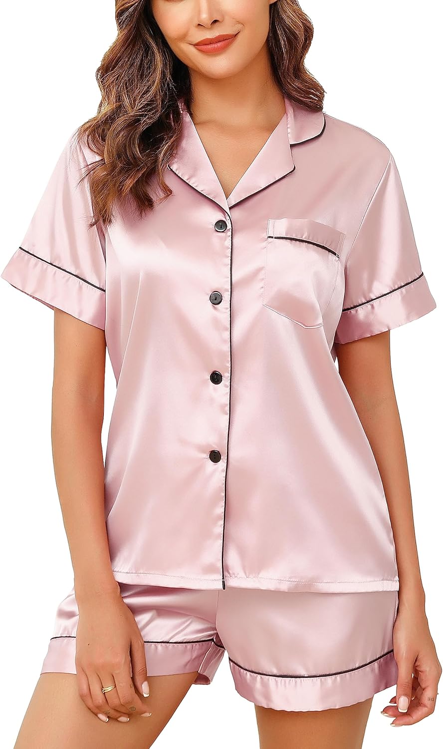 Lovasy Silk Pyjamas for Women Classic Satin Pyjama Set Button Down Ladies Pyjama...