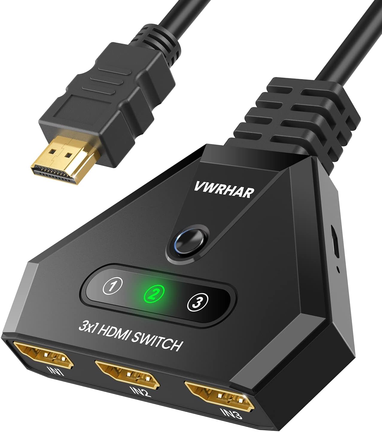 HDMI Switch 4K, 3-Port HDMI Switch Splitter with High-Speed HDMI Cable, HDMI Swi...