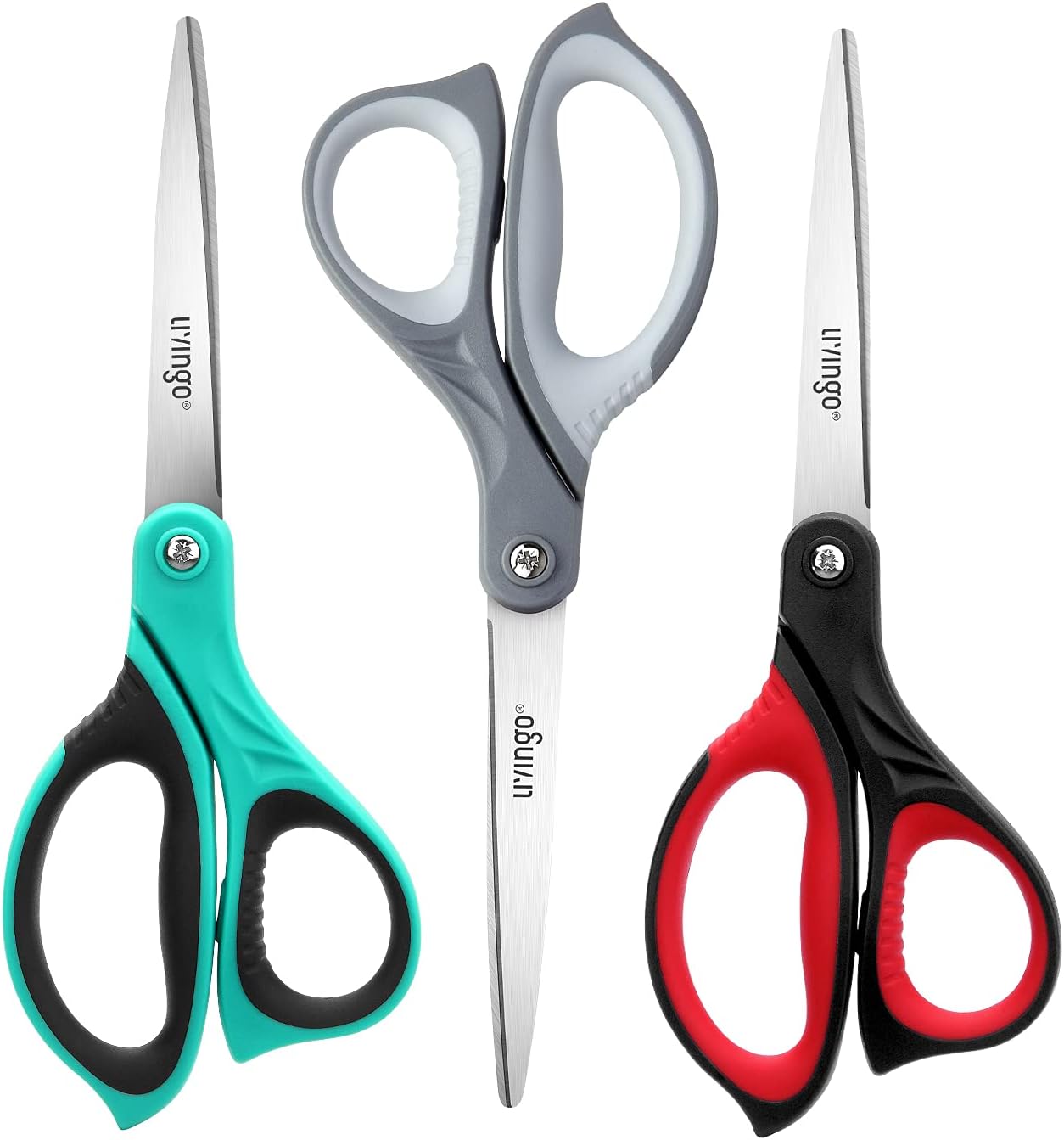 LIVINGO Crafting Scissors Set, 3 Pack 8.5" Ultra Sharp Blade Shears, Professiona...