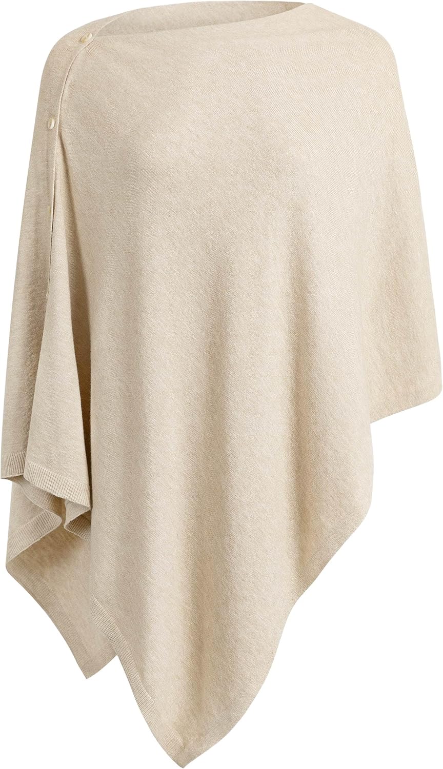 PULI Women Button Multiway Ponchos Viscose Knitted Poncho Shawl Cashmere Feel Wr...