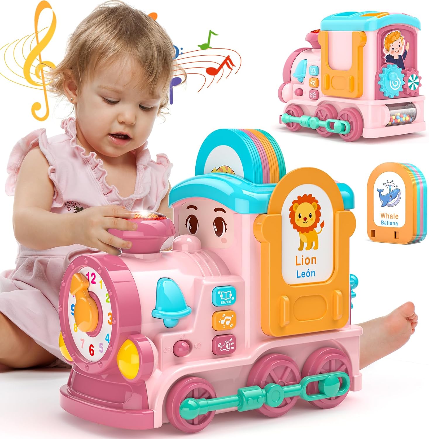 Hot Bee Musical Train Toddler Montessori Toys, Bilingual Educational Toy for Gir...