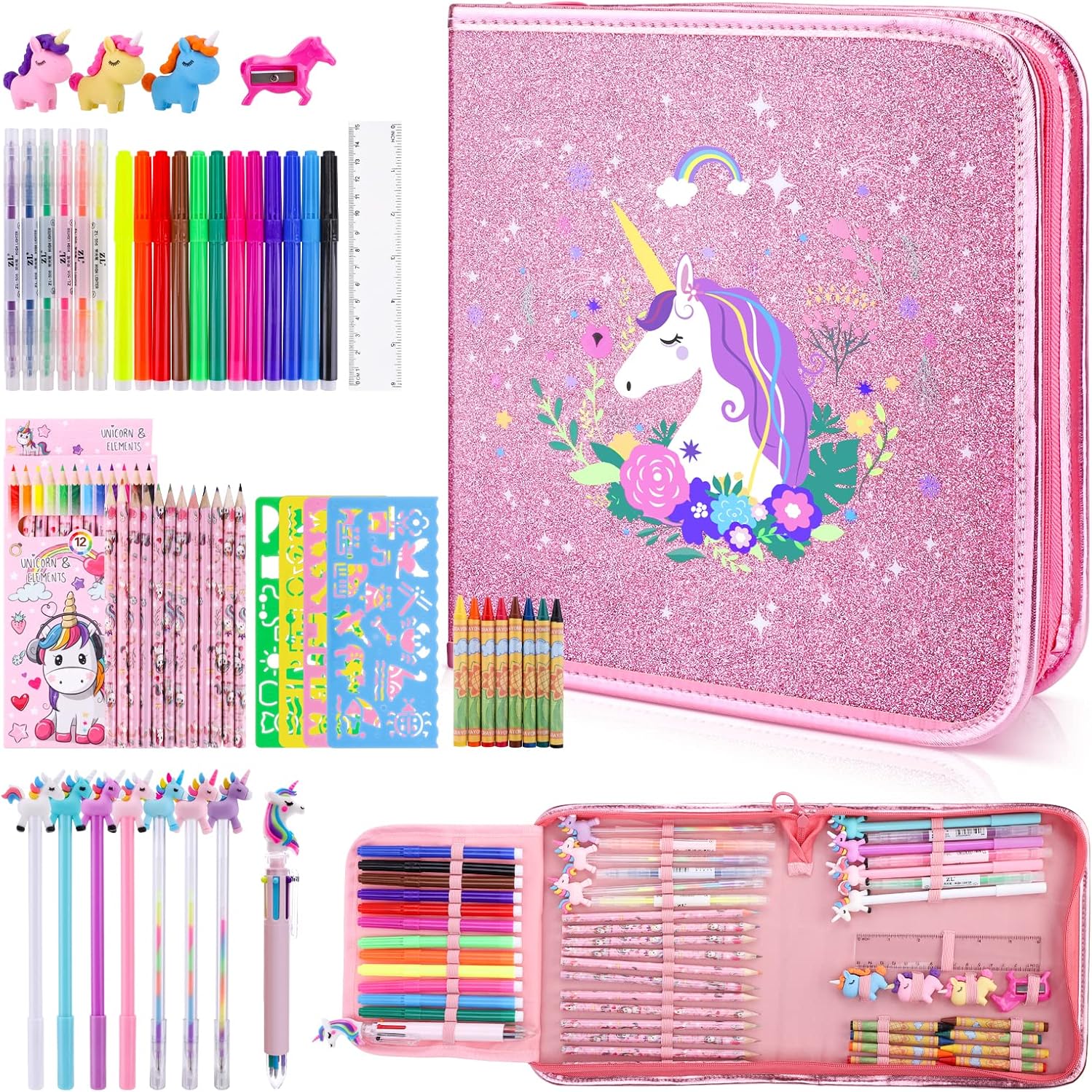 JYPS 56PCS Art and Craft Set for Kids Girls 3-12, Birthday Christmas Unicorn Gif...