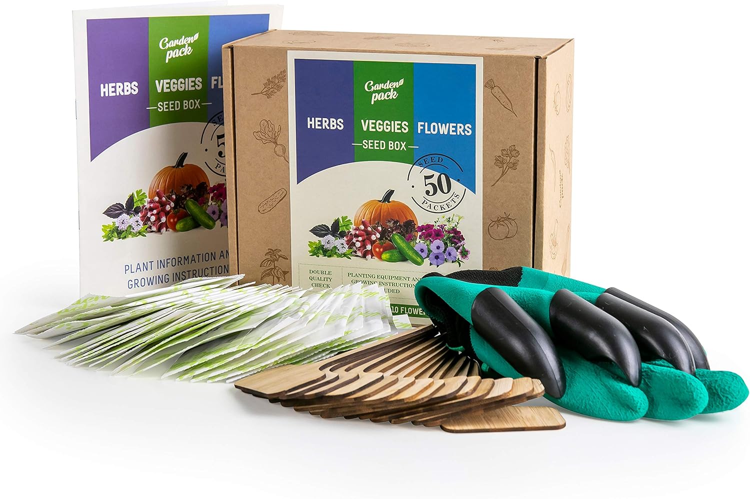 Garden Pack Grow Your Own Kits - Ultimate 50 Variety Veg, Herb & Flower Seeds wi...